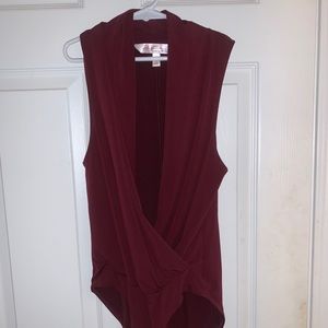 Low cut burgundy bodysuit